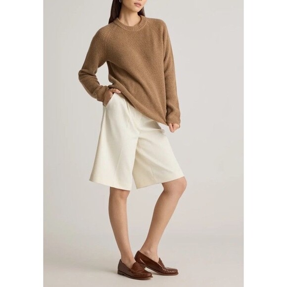 QUINCE  Women’s Mongolian Cashmere Fisherman Crewneck Sweater Size M brown - Picture 3 of 13